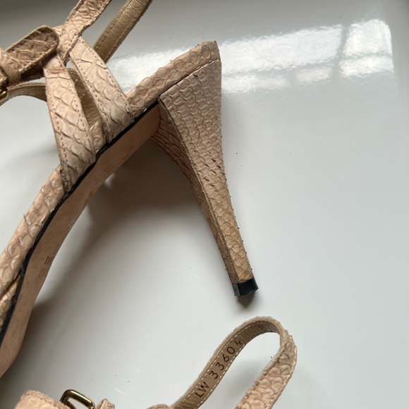 Stuart Weitzman Tan Snakeprint Strappy Heels Size 8 - Picture 5 of 8